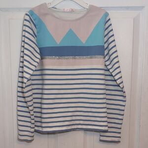 Billieblush Blue and Cream Striped Long Sleeve Tee Girl's Size 10